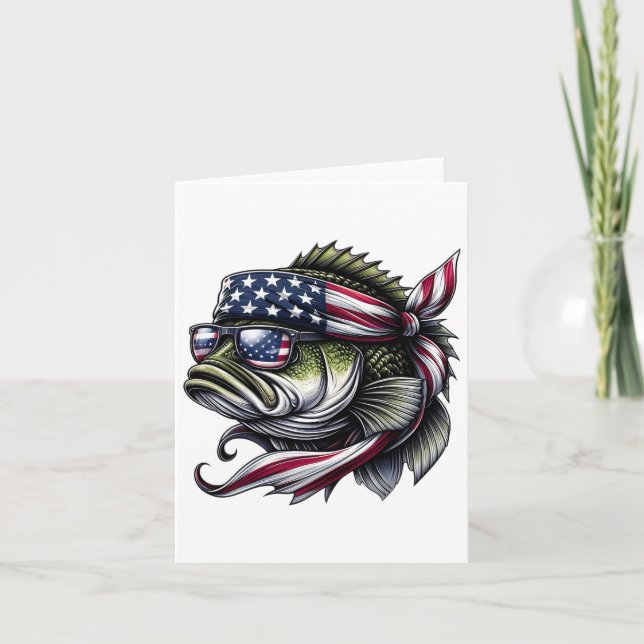 Byss American Usa Flag Sungles 4th Of July Fisk Fi Kort (Framsida)