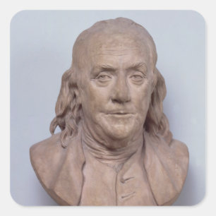 Byst av Benjamin Franklin 1778 Fyrkantigt Klistermärke