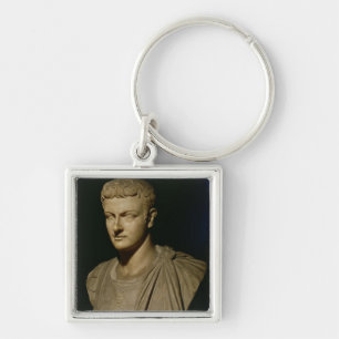 Byst av Caligula Fyrkantig Silverfärgad Nyckelring