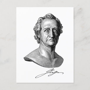 Byst av Goethe med signatur Vykort