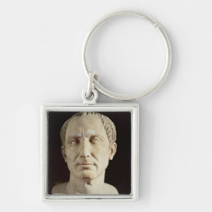 Byst av Julius Caesar 2 Fyrkantig Silverfärgad Nyckelring