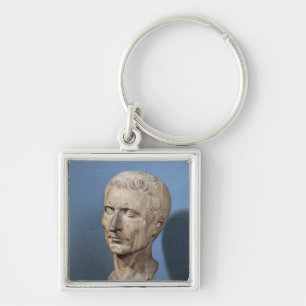 Byst av Julius Caesar Fyrkantig Silverfärgad Nyckelring