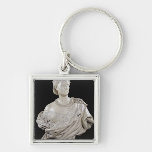 Byst av Princess Mathilde c.1862-63 Fyrkantig Silverfärgad Nyckelring (Framsidan)