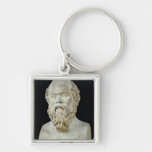Byst av Socrates Fyrkantig Silverfärgad Nyckelring