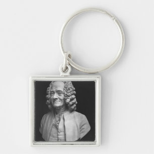 Byst av Voltaire Fyrkantig Silverfärgad Nyckelring