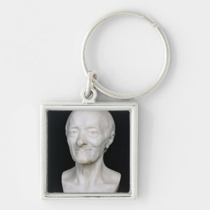 Byst av Voltaire utan hans wig, 1778 Fyrkantig Silverfärgad Nyckelring