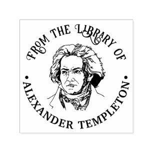 Byste av Ludwig van Beethoven Bibliotek Boknamn Självfärgande Stämpel