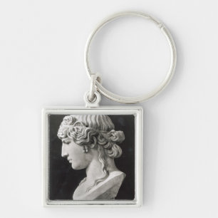 Bysten av Antinous kallade 'Antinous Mondragone Fyrkantig Silverfärgad Nyckelring