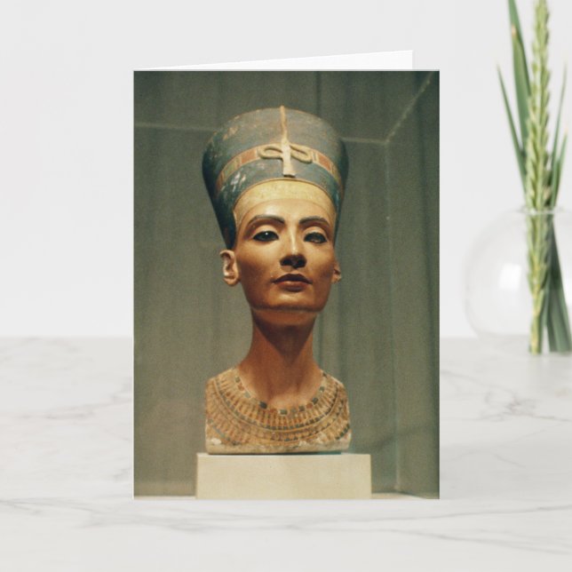 Bysten av drottningen Nefertiti, beklär beskådar Kort (Framsida)
