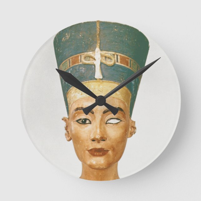 Bysten av drottningen Nefertiti, beklär beskådar, Rund Klocka (Framsida)