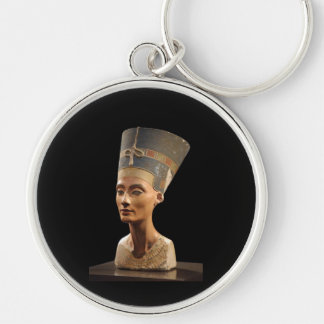 Bysten av drottningen Nefertiti Rund Silverfärgad Nyckelring