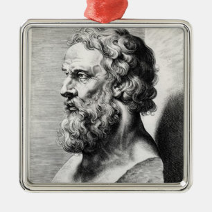 Bysten av Plato inristade vid Lucas Emil Julgransprydnad Metall