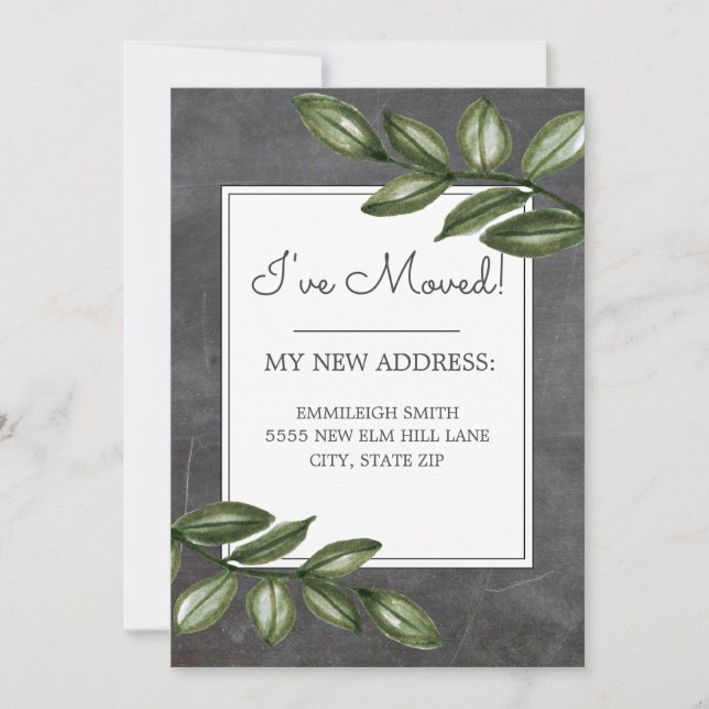 Byt Adress för Grönt av Löv för kalktavla Inbjudningar (Framsida)