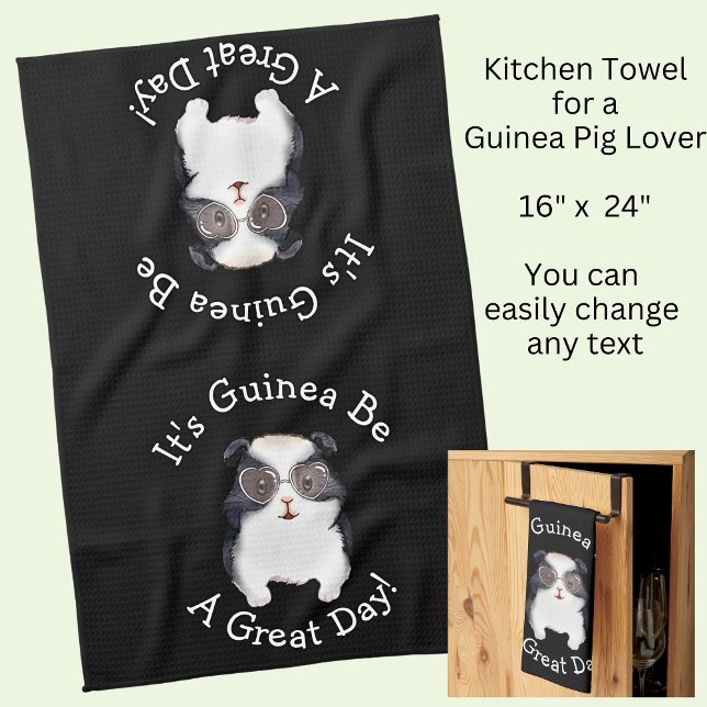 Byt ALLA TEXT - Guinea Gris kommer att bli Underba Kökshandduk (Personalized Gift Kitchen Hand Towel for any Guinea Pig Lover or Guinea Pig Mom or Dad.)