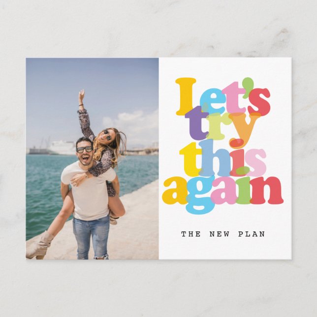 Byt datum förflyttad händelse Färgrik foto Meddelande Vykort (Framsida)