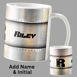 Byt inledande Namn O P Q R S T Metall strips, Kaffemugg