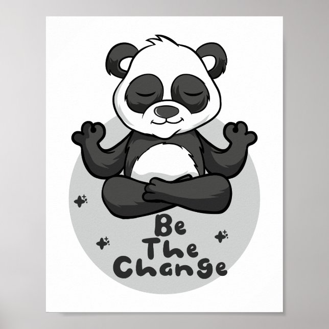 Byt Kawaii Funny Panda som gör Yoga Poses Poster (Framsidan)