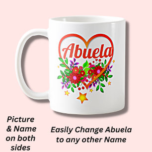 Byt mormor Namn - Abuela Heart & Flowers Kaffemugg