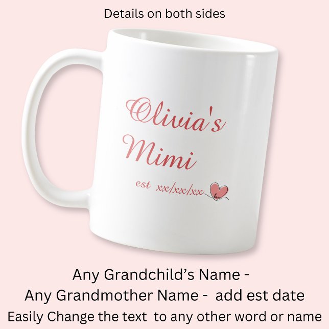 Byt Namn, Mimi Namn Est Heart Kaffemugg (Skapare uppladdad)