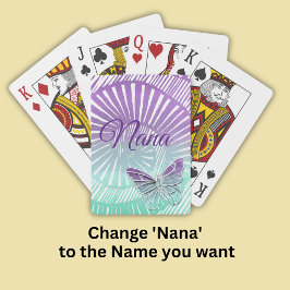Byt Namn - Nana med Lila Swirl & Butterfly Casinokort