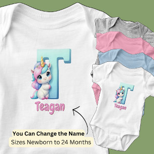 Byt Namn Söt Rosa Blå Gullig Bokstav T Enhörning Shirt