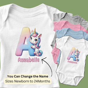 Byt Namn Söt Rosa Blå Söt Bokstav A Enhörning T Shirt