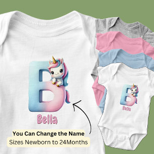Byt Namn Söt Rosa Blå Söt Bokstav B Enhörning T Shirt