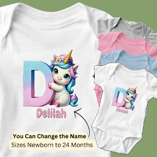 Byt namn söt rosa blå söt bokstav D enhörning T Shirt