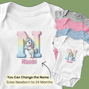Byt namn söt rosa blå söt bokstav N enhörning T Shirt