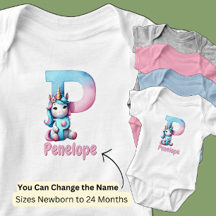 Byt namn söt rosa blå söt bokstav P enhörning T Shirt