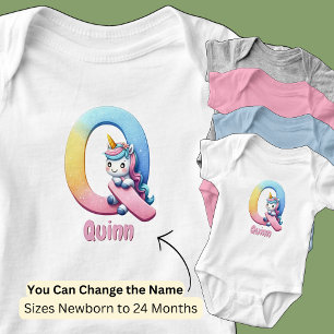 Byt namn söt rosa blå söt bokstav Q enhörning T Shirt