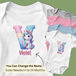 Byt Namn Söt Rosa Blå Söt Bokstav V Enhörning T Shirt