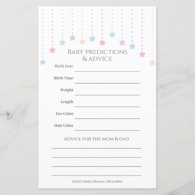 Byt skugga små stjärnor, babblägesstöldspel (Framsida)