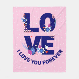 Byt text I KÄRLEK Rosan Vita stjärnor Fleecefilt