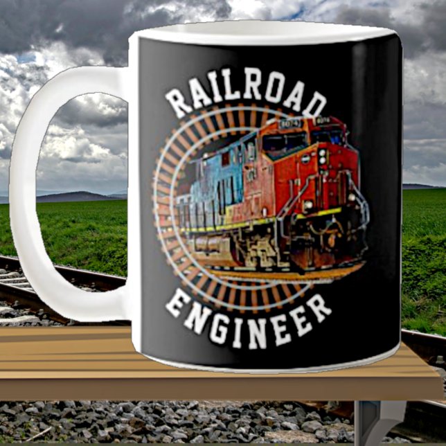 Byt text Järnväg Ingenjör Diesel Locomotive Kaffemugg (Skapare uppladdad)