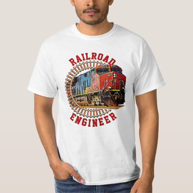 Byt text Järnväg Ingenjör Diesel Locomotive T Shirt (Framsida)
