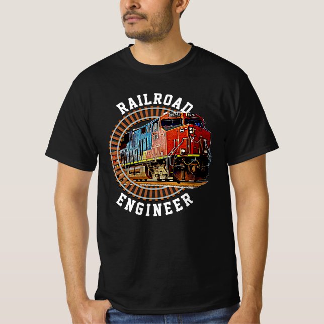 Byt text Järnväg Ingenjör Diesel Locomotive T Shirt (Framsida)