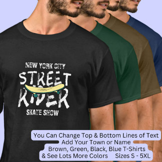 Byt text, Lägg till Namn, Skateboarder för gaturid T Shirt