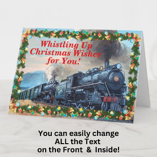 Byt text Lägg till Namn Steam Tåg Lycklig jul Kort