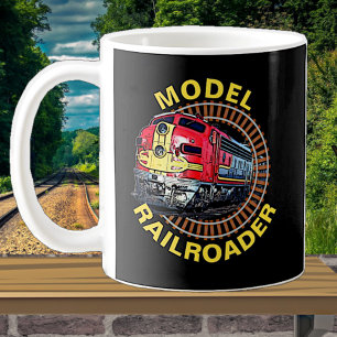 Byt text Modelljärnvägsman Röda Gula Diesel Kaffemugg