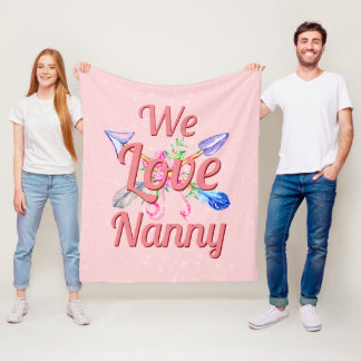 Byt text Namn Boho Arrows Flowers we Kärlek NANNY Fleecefilt