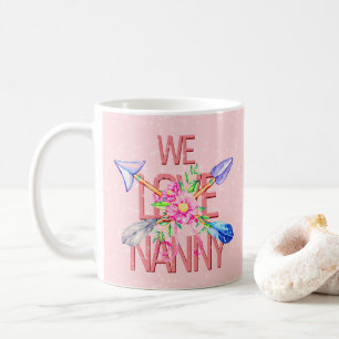 Byt text Namn Boho Arrows Flowers we Kärlek NANNY Kaffemugg