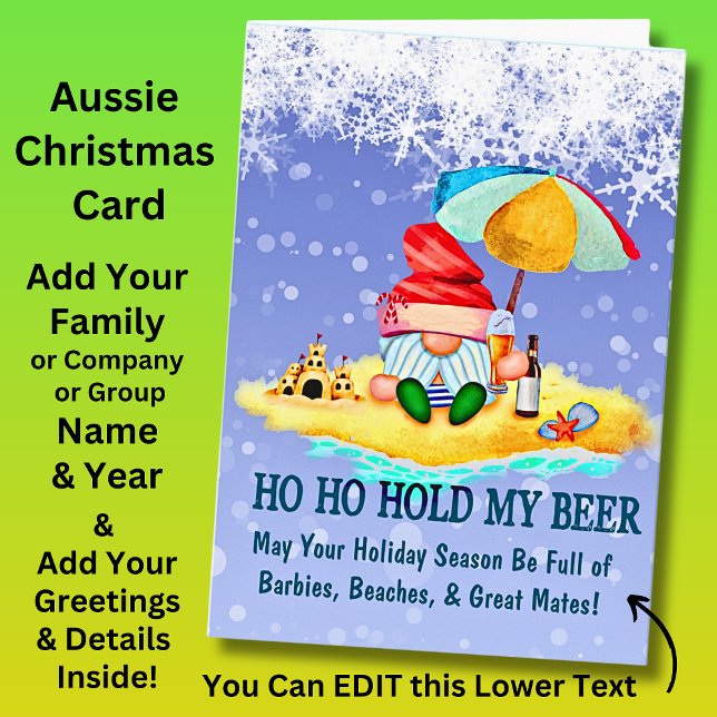 Byt text, persikotomten, håll mitt öl, jul kort (Add your Christmas Greeting Inside this Card - Change the Lower Text on the front,)