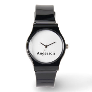 Byt Text Silikonrem Svart Ur Armbandsur