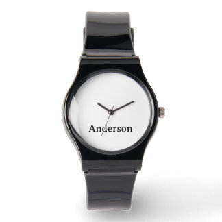 Byt Text Silikonrem Svart Ur Armbandsur