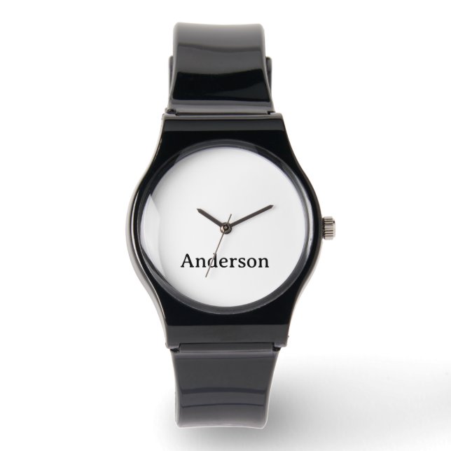 Byt Text Silikonrem Svart Ur Armbandsur (Framsida)