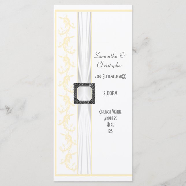 Byt till valfritt bröllopsprogram för den vita kyr program (Framsida)