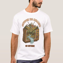 Byt Till Verklighet Gå Utomhus Retro TV Natur Desi T Shirt