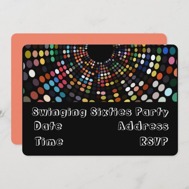 Byta tema för 60-tal före party inbjudningar (Fram/baksida)