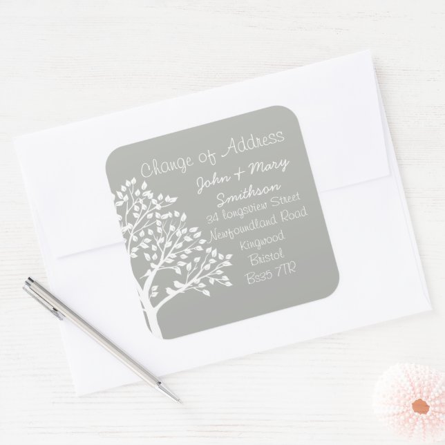 Byte av Adress-dekal Fyrkantigt Klistermärke (Kuvert)